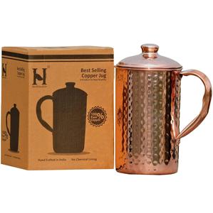 Vaso de metal de cobre artesanal con exterior liso y estilo clásico hecho a mano para uso regular en hogares u oficinas - Product Image 2