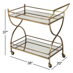 Chariot décoratif rustique fait main en plastique écologique, style moderne industriel, pour la maison et les centres de villégiature, avec finition plaquée sécurisée - Product Image 2