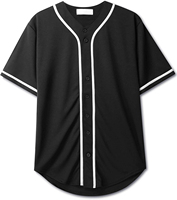 Jersey Baseball Hitam Polos Putih Cepat Kering Unisex Kemeja Baseball Kancing Pakaian Aktif Seragam Olahraga Tim Ukuran Besar OEM