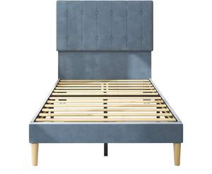 Stella Cama de plataforma de madera maciza de perfil bajo curvo moderno personalizable con mechones Tamaños dobles con almacenamiento para el dormitorio del hogar - Product Image 5