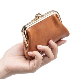 Ando Bag Genuine Cowhide Leather Kiss Lock Coin <b>Purse</b> Double Compartment <b>Small</b> Vintage Wallet - Product Image 6