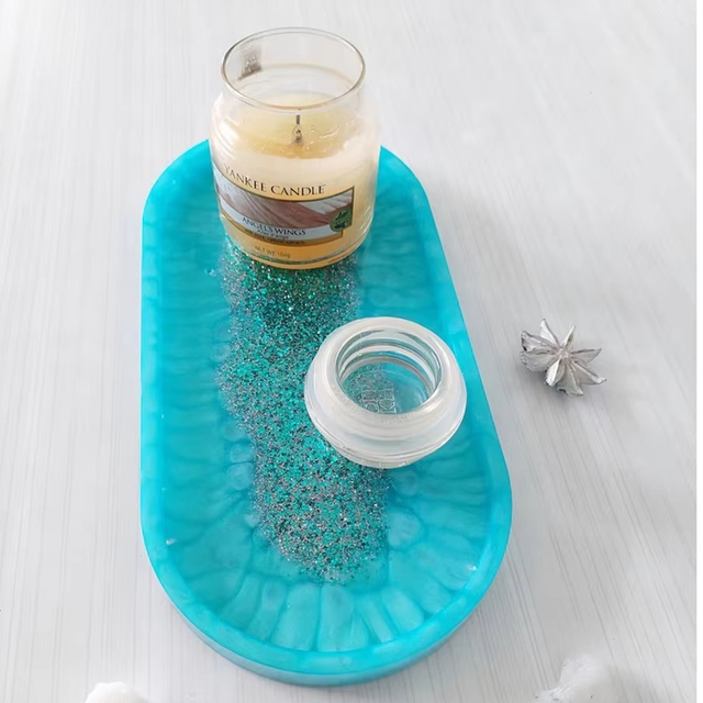 Handmade Angel Model Epoxy Resin Waterproof Floral Pattern Serving Tray for Home Decoration and Gifts Hand-painted Craft