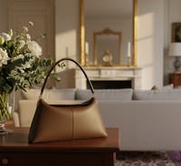 Sac à bandoulière Hobo de luxe pour femme en cuir lisse marron chocolat, style minimaliste, avec deux sangles et fermeture éclair, motif bonbon