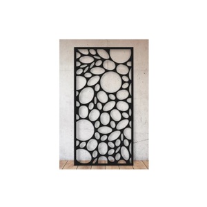 Écran de jardin en métal peint de couleur noire découpé au laser en forme de pierre pour décoration d'intimité décor de jardin écran de jardin en métal - Product Image 1