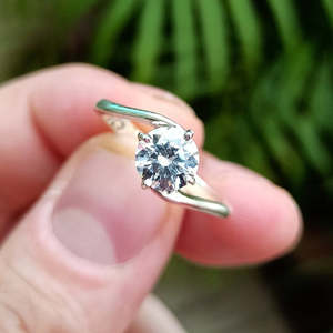Handmade 925 Sterling <b>Silver</b> <b>Solitaire</b> <b>Ring</b> Six Prongs Cubic Zirconia Perfect Gift for Birthday Anniversary Bridesmaid - Product Image 5