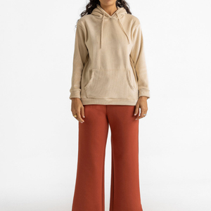 Sweat à capuche beige à manches longues pour femmes, de qualité supérieure, prix de vente le plus élevé, dernier design, logo personnalisé, tissu côtelé, sweat à capuche pour femmes - Product Image 1