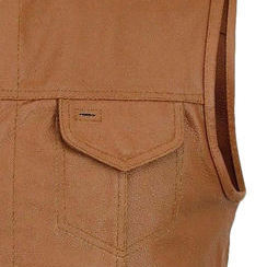 2025 Custom Leather Biker <b>Vest</b> for Men Fashionable Casual Wear with Embroidery Patches <b>Black</b> Breathable Genuine Leather <b>Vest</b> - Product Image 3