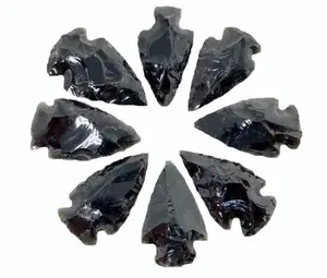 도매 천연석 최고의 품질 인도 치유 블랙 흑요석 화살촉 1-1.5 인치 대량 화살촉 판매
