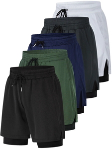 Pantalones cortos para correr 2 en 1 para hombre, soporte de compresión con bolsillo seguro para gimnasio y entrenamiento, venta al por mayor - Product Image 3