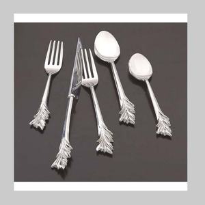Haute exigence argent plaqué miroir poli simplicité moderne manche en laiton couverts en acier inoxydable couteau fourchette - Product Image 1