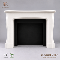Contour de foyer en pierre naturelle sculptée blanche sur mesure pour villa, hôtel, salon résidentiel, décoration, manteau de cheminée en marbre