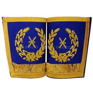 MASONIC CRAFT Junior Warden Apparel Joliment Brodé À La Main Gantelets De Garniture Dorés Vêtements De Grand Rang - Product Image 5