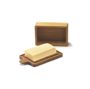 Boîte à beurre rectangle en bois récipient à beurre gardien plat à beurre avec ensemble en bois et couteau pour l'artisanat naturel au meilleur prix - Product Image 1