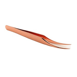Pince à épiler à paillettes en acier inoxydable 10 mm, rose doré, pour cils, à angle de 70-90 degrés, écologique, marque privée - Product Image 1
