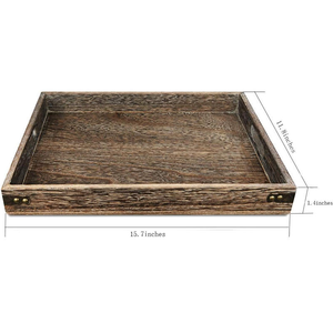 Bandeja grande de madera para servir con asas, bandeja rectangular para servicio de desayuno, patrones de bandeja de café, servir alimentos, bebidas, 2024 - Product Image 2