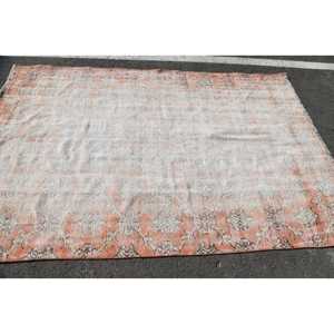 พรมตุรกีวินเทจขนาด 5.3x8.1 ฟุต พรมขนาดใหญ่ พรมขนสัตว์สีเบจขอบแดง - Product Image 3