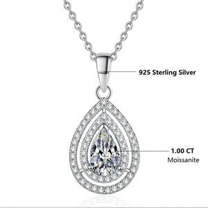 Collar de Plata de Ley 925 con Diseño de Doble Halo en Forma de Pera, Colgante de Moissanita de 1 Quilate con Forma de Gota de Agua, Cadena de Eslabones Multicolores, Moderno para Fiestas - Product Image 6