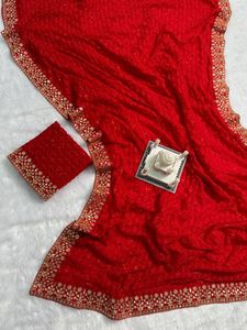 Presentamos nuestra última colección de Sari Super Hit en 2 horas Premium Organza Silk and Diamond Work en Sari con blusa - Product Image 6