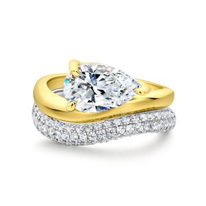 Anillos de Compromiso de Plata de Ley 925 con Circonitas Blancas de Lujo Chapados en Oro de 18K Únicos para Mujer, Joyería de Boda de la India - Product Image 2