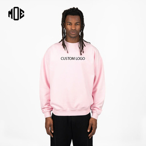 Bébé rose sweats à capuche épais à épaules tombantes surdimensionnés poids lourd 100% coton polaire Logo personnalisé Crop Boxy ras du cou sweats à capuche - Product Image 1