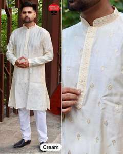 Dernière collection de vêtements ethniques prêts à porter, ensemble kurta pyjama en soie de qualité supérieure, style de fête, style de mariage, approvisionnement mondial - Product Image 3