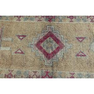 Turkish Rug, 2.9x11.2 ft Vintage Rug, <b>Red</b> Gray Polka dot <b>Wool</b> Rug - Product Image 5