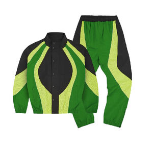 ชุดวอร์มกันลมมีฮู้ดสำหรับฤดูหนาว แบบต่อผ้า มีเชือกผูก ระบายอากาศได้ดี ผลิตจากไนลอน เสื้อแจ็คเก็ตและกางเกงขายาว ชุดออกกำลังกายแบบยูนิเซ็กซ์ รับผลิตตามแบบ OEM - Product Image 4