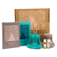 Coffret Cadeau Vert Pastel de Remerciement : Boîte Artisanale, Carnet, Diffuseur de Parfum Jasmin Musc Blanc 30ml, Parfum Calme et Sérénité