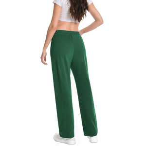 Pantalon de survêtement évasé pour femme, de haute qualité, avec logo et design personnalisés, tissu respirant, cordon de serrage, taille haute - Product Image 3