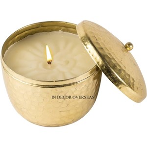 Pot à bougie de pièce maîtresse de table en métal de qualité supérieure plaqué or de forme ovale de haute qualité avec couvercle supérieur vente en gros - Product Image 4