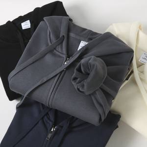 Sweats à capuche zippés pour hommes, automne-hiver, logo personnalisé, coton épais et chaud, échantillon gratuit, vente en gros d'usine, design doublé, crocheté, uni - Product Image 1