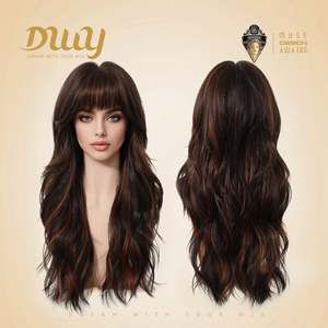 วิกผมสังเคราะห์ Kiya C-DWY แบบไม่ต้องใช้กาว ความยาว 24 นิ้ว ทรงลอนยาว  วัสดุไบโอนิคซิลค์ท็อป  ไฮไลท์สีซันคิส  เทคโนโลยีใหม่ สีน้ำตาล - Product Image 4