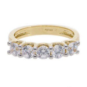 แหวนเพชร1.25CTW ทอง14K 5เม็ดประดับเหนือกาลเวลาหรูหราพร้อมง่ามและตัดเพชรธรรมชาติอย่างปราดเปรื่อง - Product Image 2