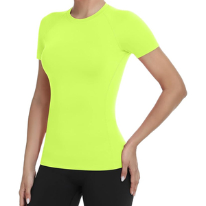 Women's <b>Neon</b> Green Short Sleeve Crew Neck T-Shirt Slim Fit Quick Dry Sporty Knitted Polyester Spring Summer Workout <b>Top</b> - Product Image 4