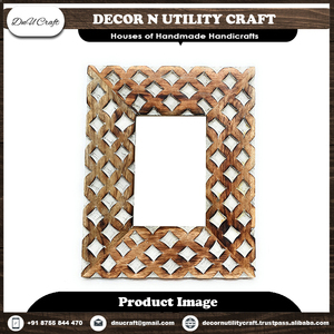 Handmade Wooden Mirror <b>Frame</b> Rectangular Oval Cutout Classic Design Tabletop Vertical Orientation - Product Image 3