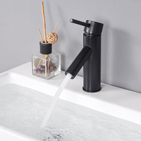 Grifos mezcladores de lavabo de latón frío y caliente, grifería moderna de un solo orificio para lavabo de baño