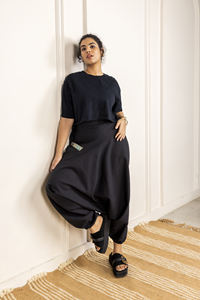 Femmes taille haute Baggy sarouel taille libre écologique foncé lavage toile coton hiver classique Boho décontracté plat Yoga Aladdin - Product Image 5