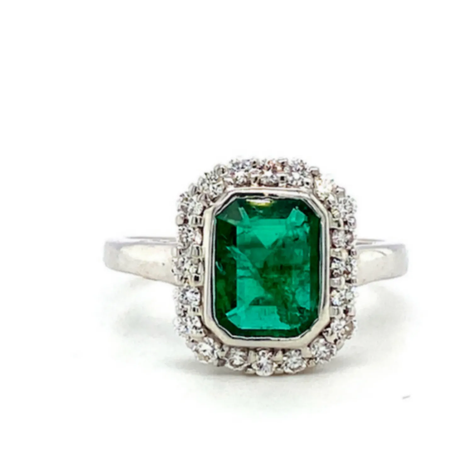 Natural Emerald Diamond Engagement Ring in 18K White Gold Precious Gemstone Wedding Jewelry Gifts Customized Rings
