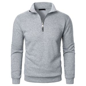 Casual 1/4 Half Zip Hoodie Hommes Couleur Solide À La Mode Hommes Pull À Capuche - Product Image 6