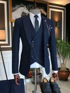 NEWLY STUNNING NAVY BLAZER,WHITE SHIRT & <b>PANT</b> TUXEDO 3 PIECES SUITS WITH HIGH QUALITY of FABRICS for PARTY-WEAR/WEDDING @ 2024 - Product Image 2
