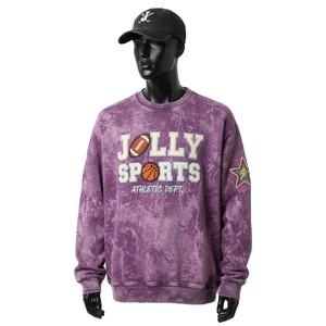 Sweat-shirt pour homme Sun Fade, coton premium GSM, molleton doux, lavage vintage, violet, logo imprimé en relief personnalisé, sweat-shirt basique pour homme - Product Image 1