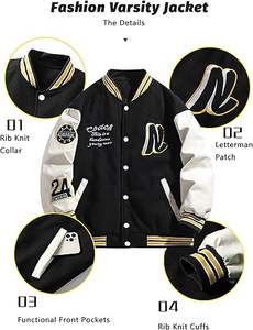 แจ็กเก็ตเลตเตอร์แมนสำหรับผู้ชายเสื้อกันหนาวแบบสตรีทมีฮู้ด OEM ใหม่เสื้อแจ็กเก็ตมีลายโลโก้ XL - Product Image 4