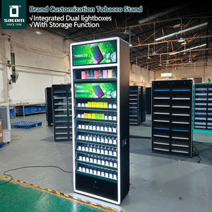 Étagère de présentation de cigarettes et de tabac en métal de grande taille avec éclairage d'ambiance pour les magasins et les supermarchés - Product Image 1