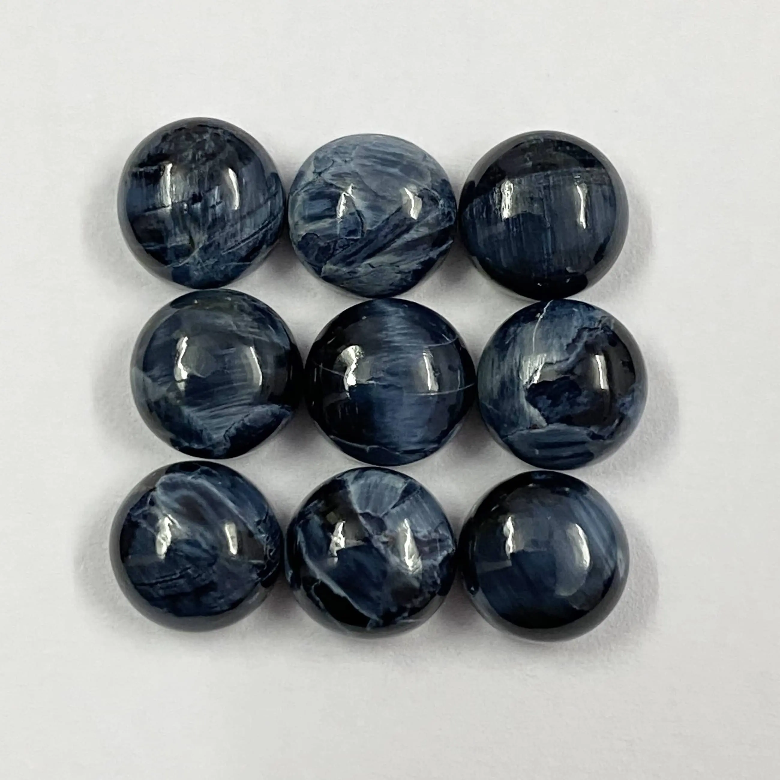 Kualitas Terbaik 100% Natural 10Mm Biru Pietersite Bulat Semi Mulia Cabochons Batu Permata Longgar dari Produsen