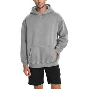 Sweat à capuche personnalisé pour hommes lavé à l'acide Streetwear Style Hip Hop Sun Faded Surdimensionné Strass Brodé Imprimé Pull Noir Hiver - Product Image 3