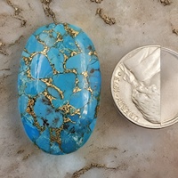 Turquoise Cuivre Bleu Naturel, Cabochon de Coupe Ovale Poli, pour la Fabrication de Bijoux, Tailles Ajustables, pour Bagues DIY, Pierre de Naissance à Changement de Couleur