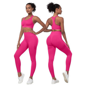 Nuevo diseño de alta calidad sólido Slim Fit 2 piezas Yoga Legging sujetador conjunto para mujeres transpirable gimnasio Fitness Wear - Product Image 2