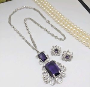 Magnifique ensemble de pendentifs en diamants américains pour femmes, pierres multicolores, boucles d'oreilles assorties, bijoux pour mariages, occasions spéciales, etc. - Product Image 4