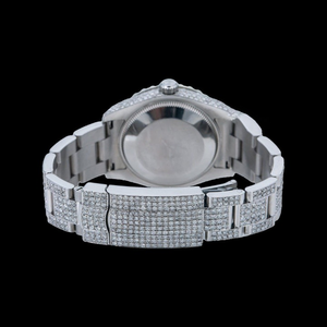 Reloj Analógico de Lujo con Incrustaciones de Diamantes de Moissanita Azul, Resistente al Agua, Movimiento de Cuarzo, Función de Fecha, Estilo Hip Hop, Unisex - Product Image 2