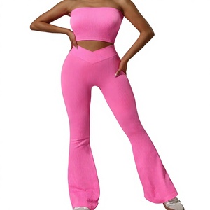Custom Women Yoga Set Quick Dry Fitness Clothing with High Waist <b>Leggings</b> and Gym Sports Bra High Quality Yoga Set OEM Services - Product Image 1